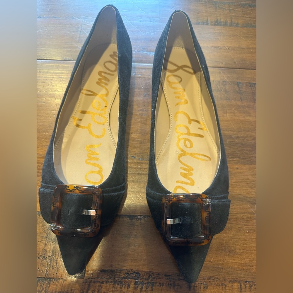 Sam Edelman Black Flats with Tortoise Buckle